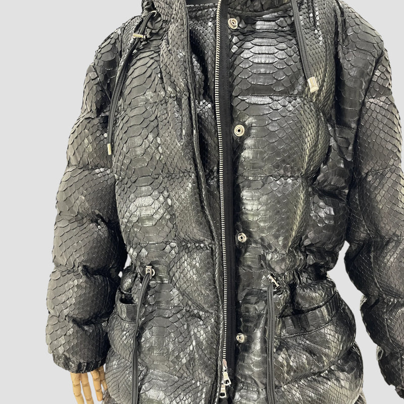 Duck down python leather jacket