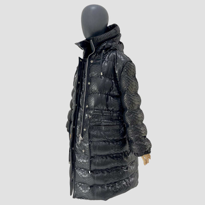 Duck down python leather jacket