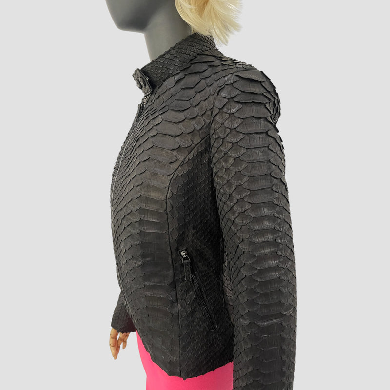 King python leather biker jacket