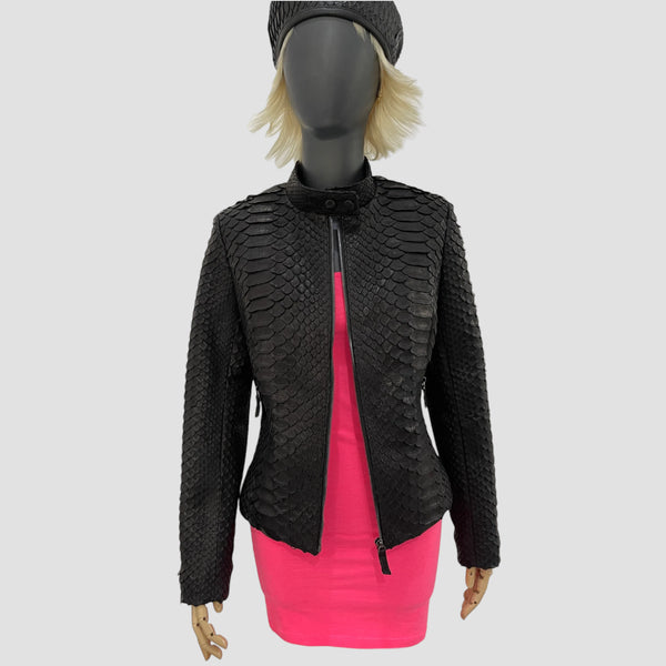 KING PYTHON LEATHER BIKER JACKET