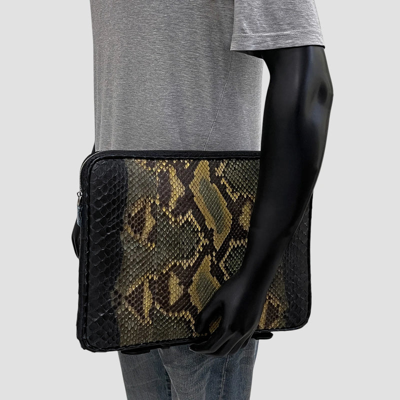 Python leather briefcase