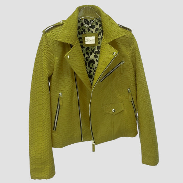 PYTHON LEATHER BIKER JACKET