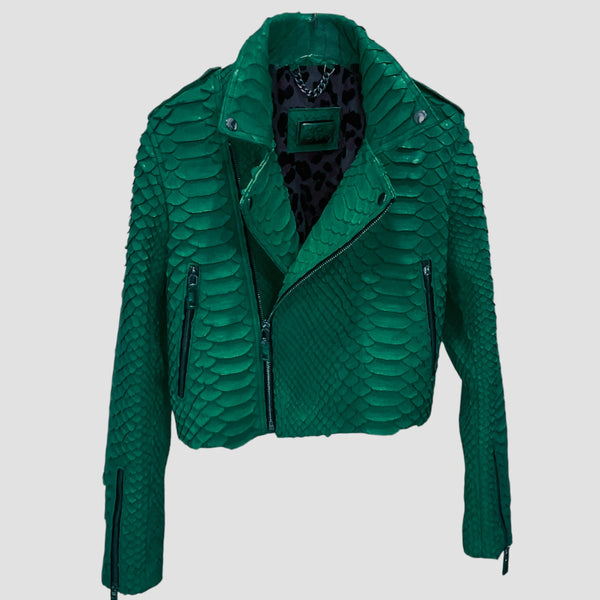 KING PYTHON LEATHER BIKER JACKET