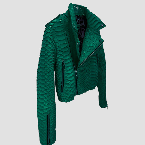 KING PYTHON LEATHER BIKER JACKET