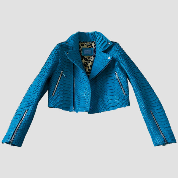 KING PYTHON LEATHER BIKER JACKET