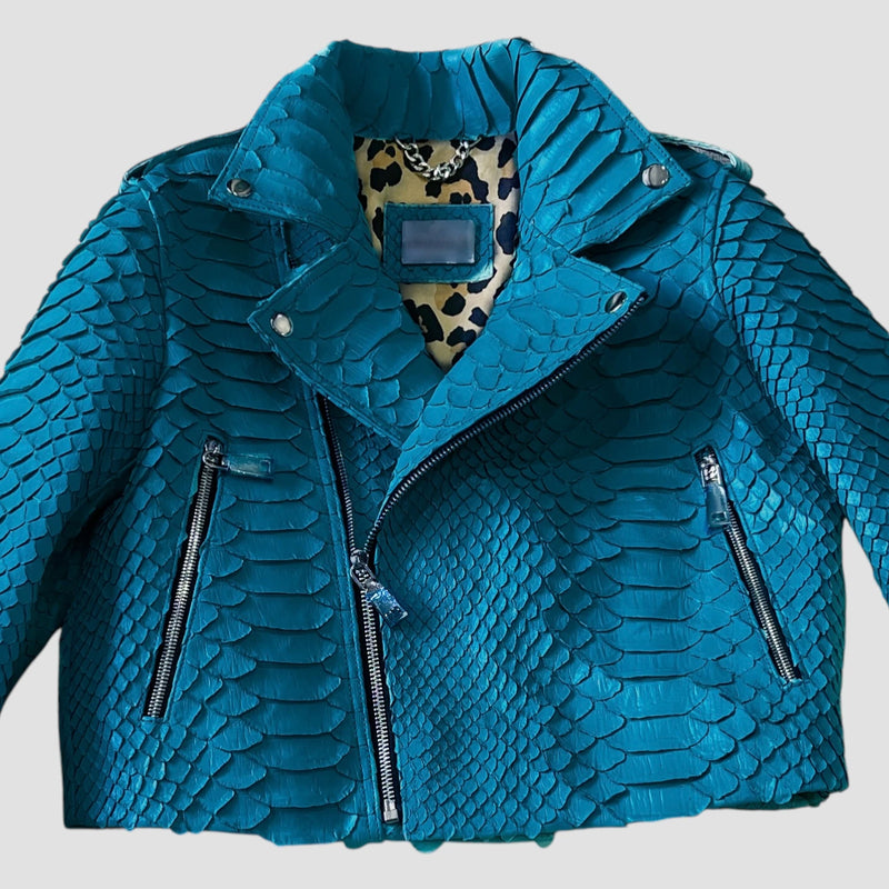 King python leather biker jacket