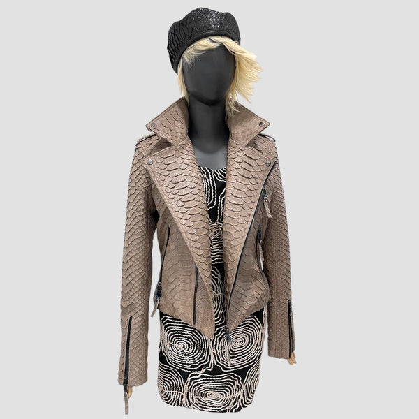 KING PYTHON LEATHER BIKER JACKET