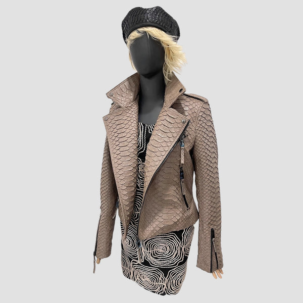 KING PYTHON LEATHER BIKER JACKET