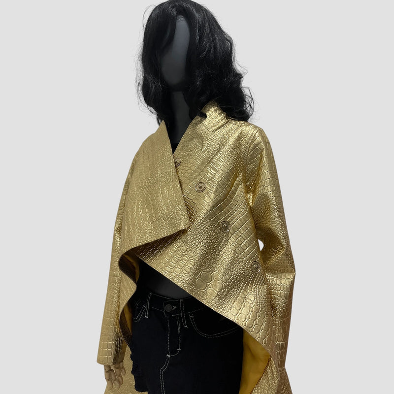 Golden lamb leather coat