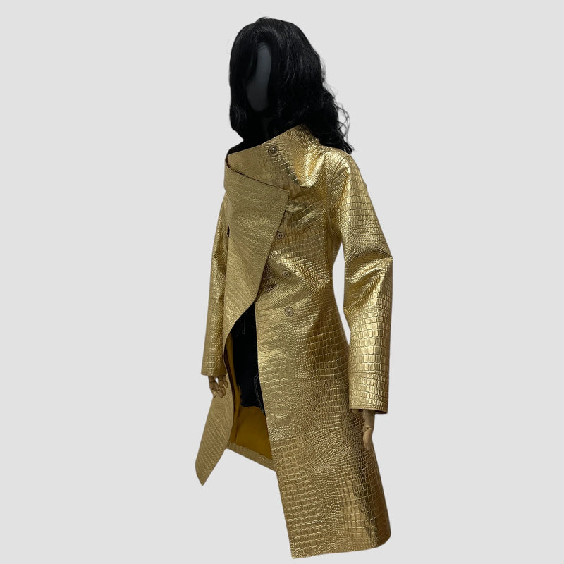 Golden lamb leather coat