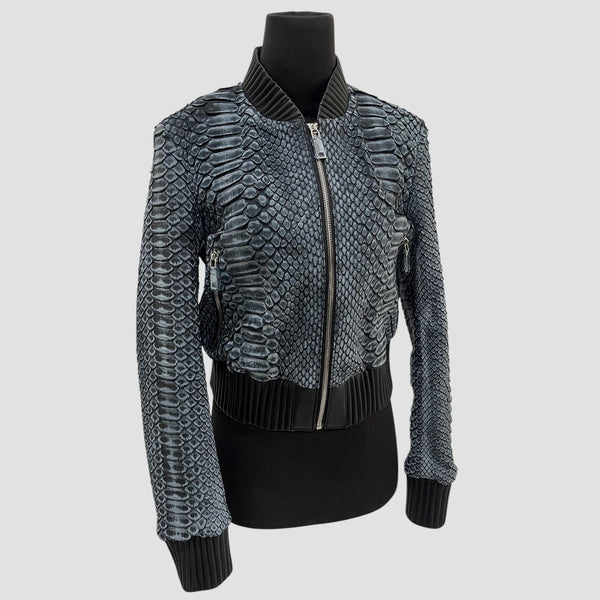 KING PYTHON LEATHER BOMBER JACKET ANTIQUE