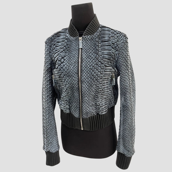KING PYTHON LEATHER BOMBER JACKET ANTIQUE