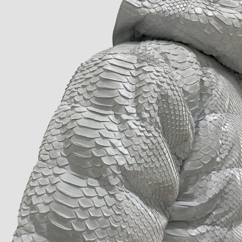 Man's duck down python leather jacket