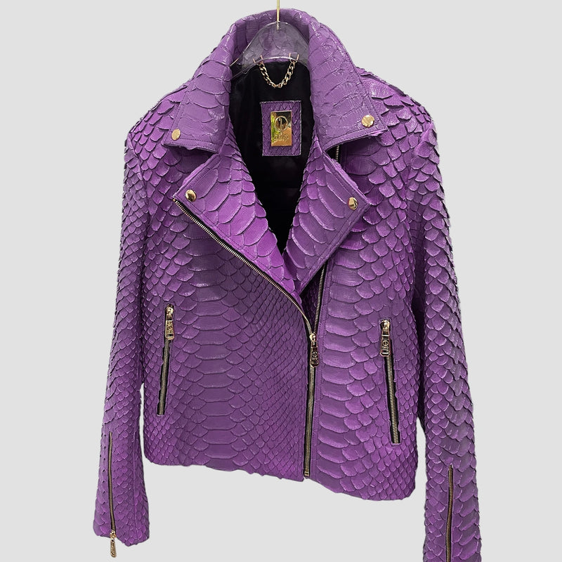 King python leather biker jacket