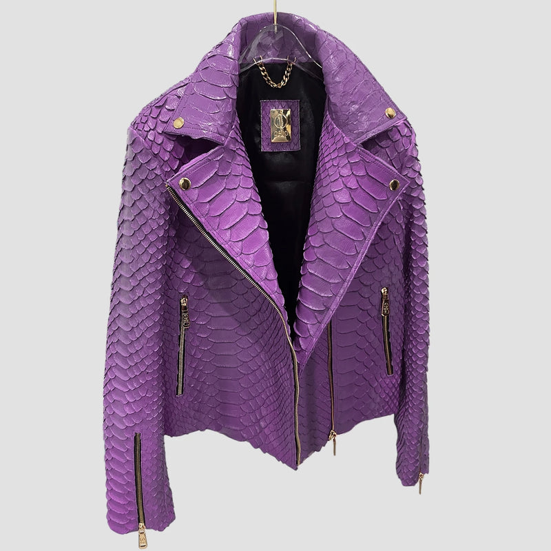 King python leather biker jacket