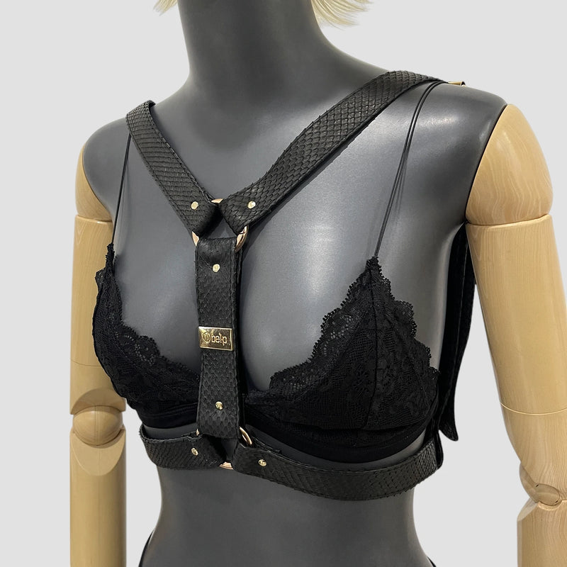 Python leather chest harness
