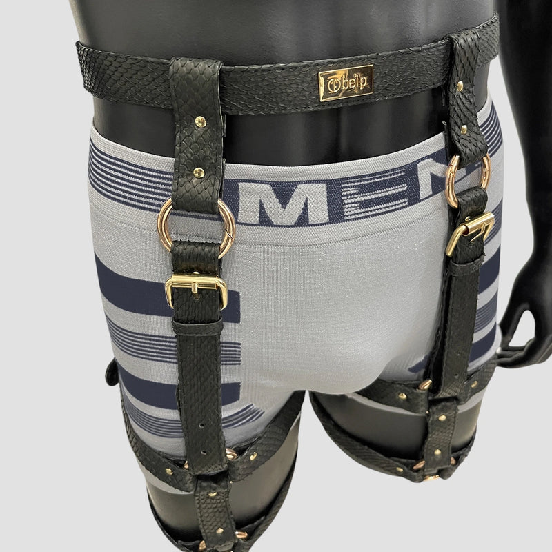 Python leather legs harness