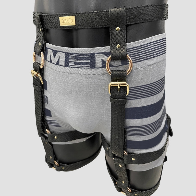 Python leather legs harness