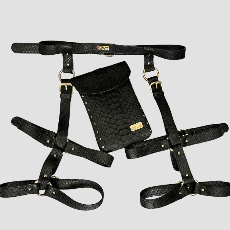 Python leather legs harness