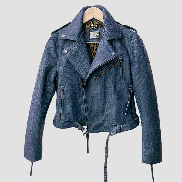 PYTHON LEATHER BIKER JACKET
