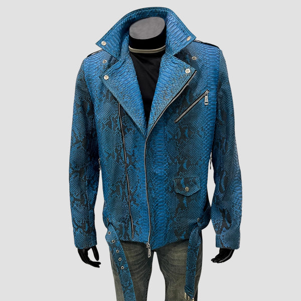 PYTHON LEATHER BIKER JACKET