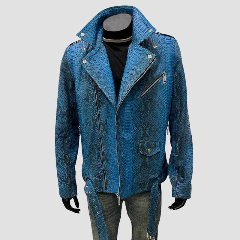 Python leather biker jacket