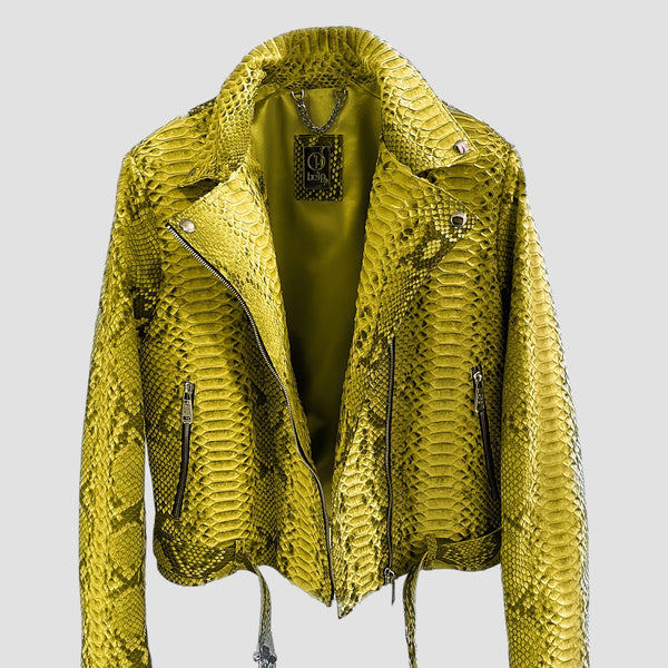 PYTHON LEATHER BIKER JACKET