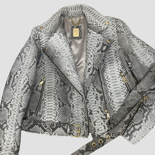 PYTHON LEATHER BIKER JACKET