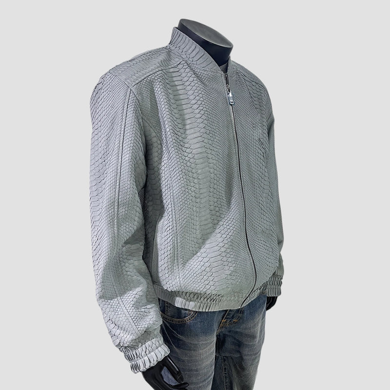 Python leather bomber jacket