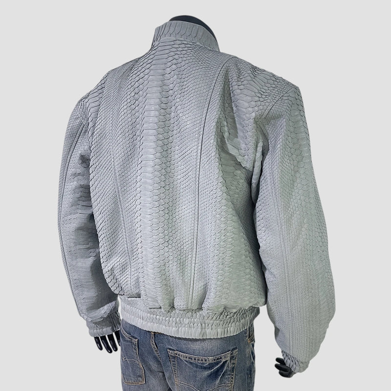 Python leather bomber jacket