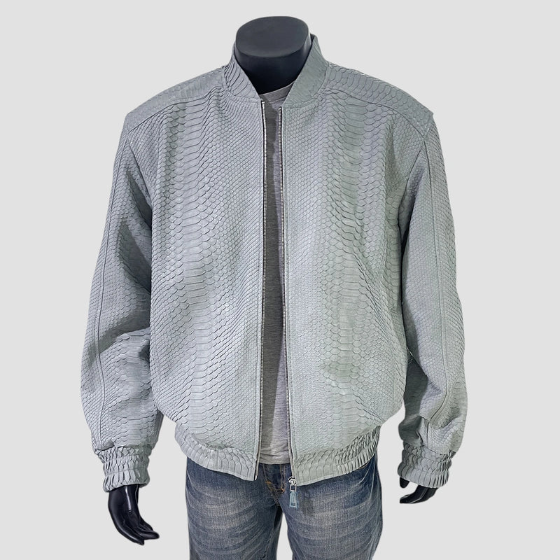 Python leather bomber jacket