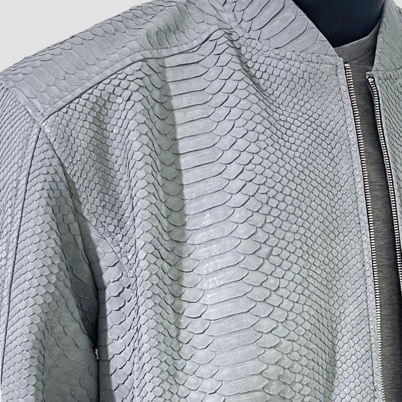 Python leather bomber jacket