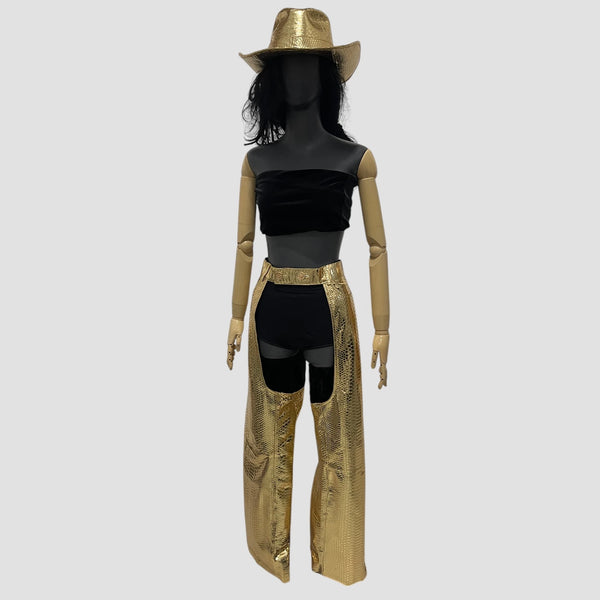 PYTHON LEATHER CHAPS PANTS