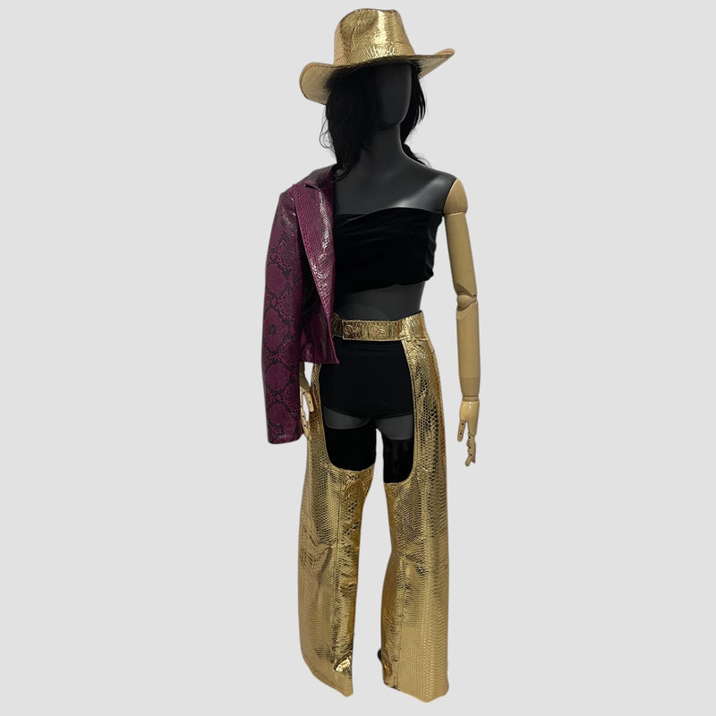 Python leather chaps pants