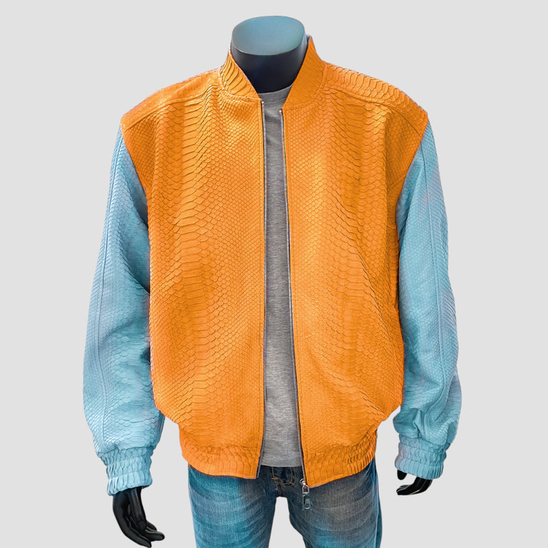 Python leather bomber jacket