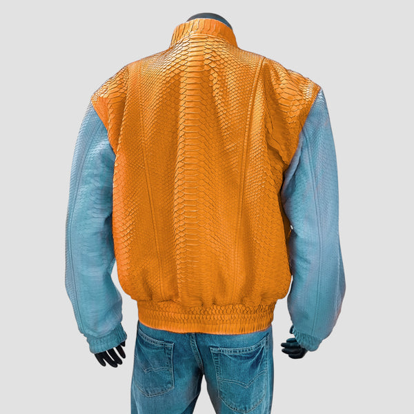 PYTHON LEATHER BOMBER JACKET
