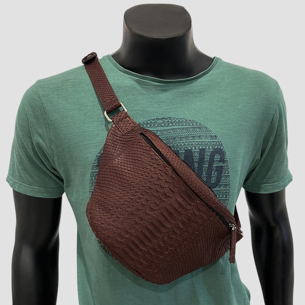 PYTHON LEATHER BELT BAG