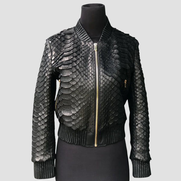 KING PYTHON LEATHER BOMBER JACKET