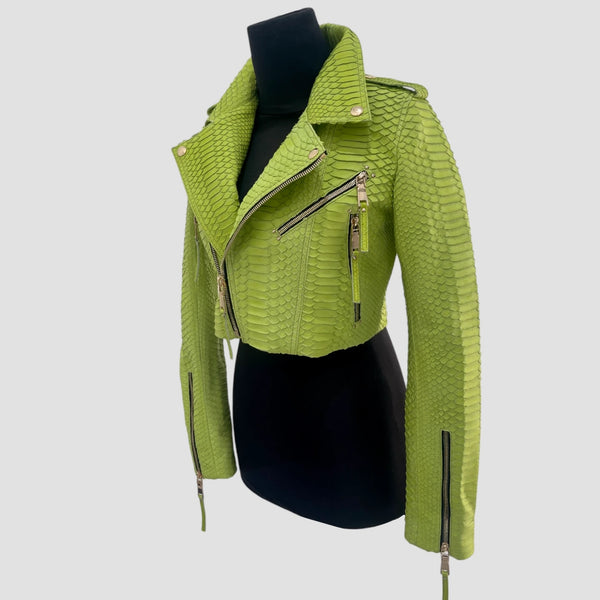 PYTHON LEATHER BIKER JACKET