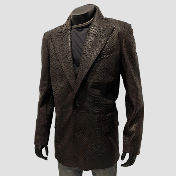 PYTHON LEATHER BLAZER JACKET