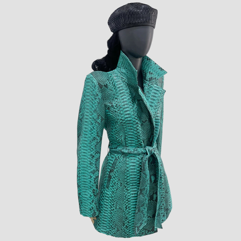 Python leather coat