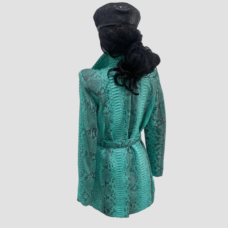 Python leather coat