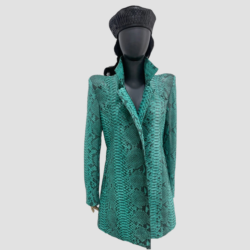 Python leather coat