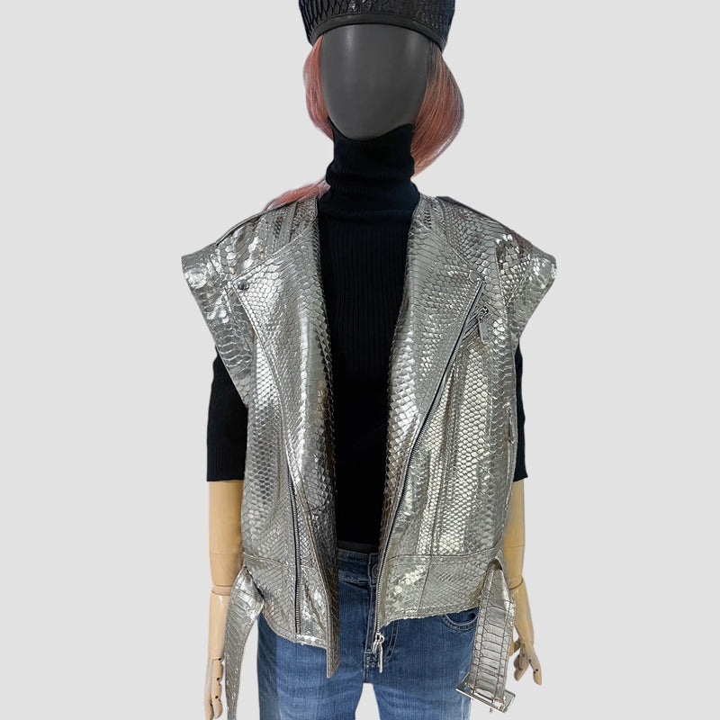 Python leather vest