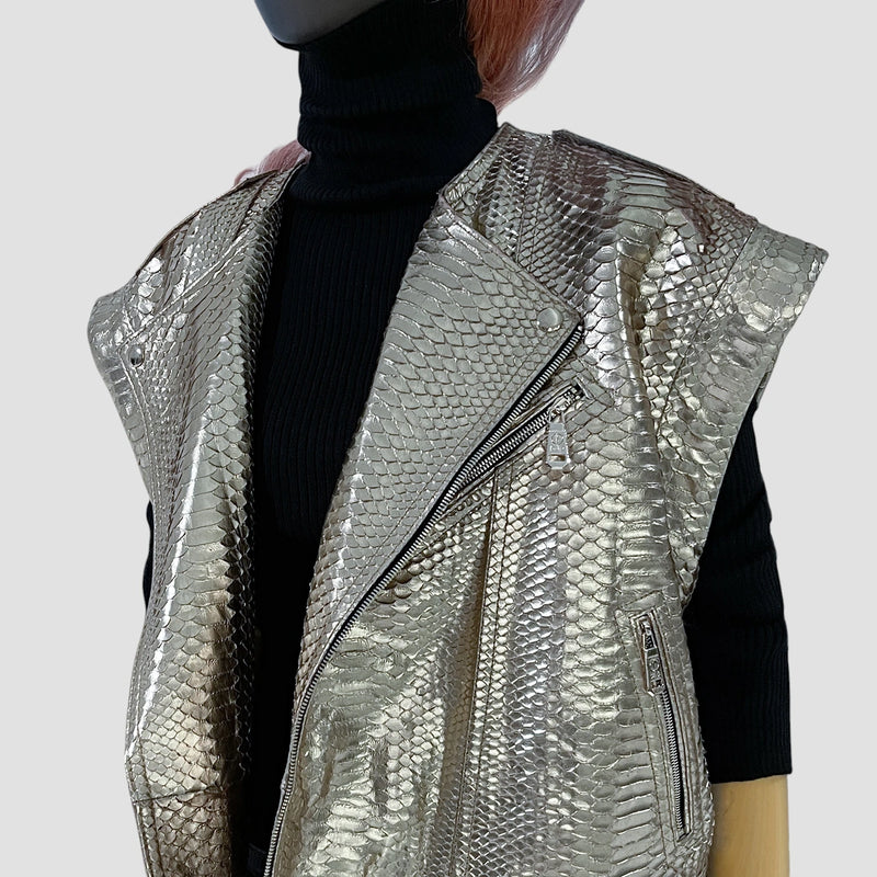 Python leather vest