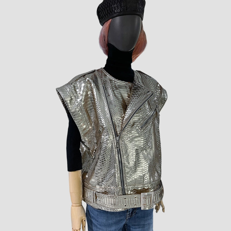 Python leather vest