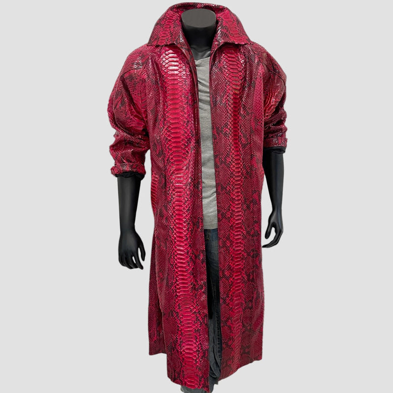 Dragon python leather trench coat