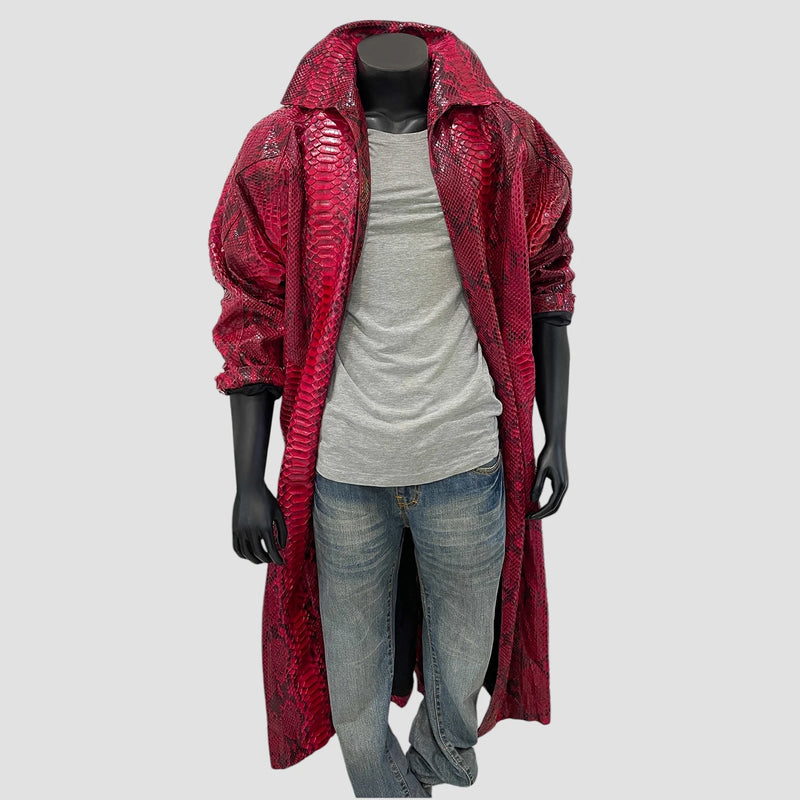 Dragon python leather trench coat
