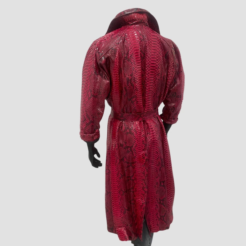 Dragon python leather trench coat