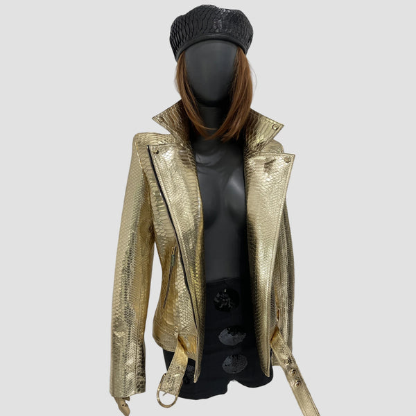 PYTHON LEATHER BIKER JACKET